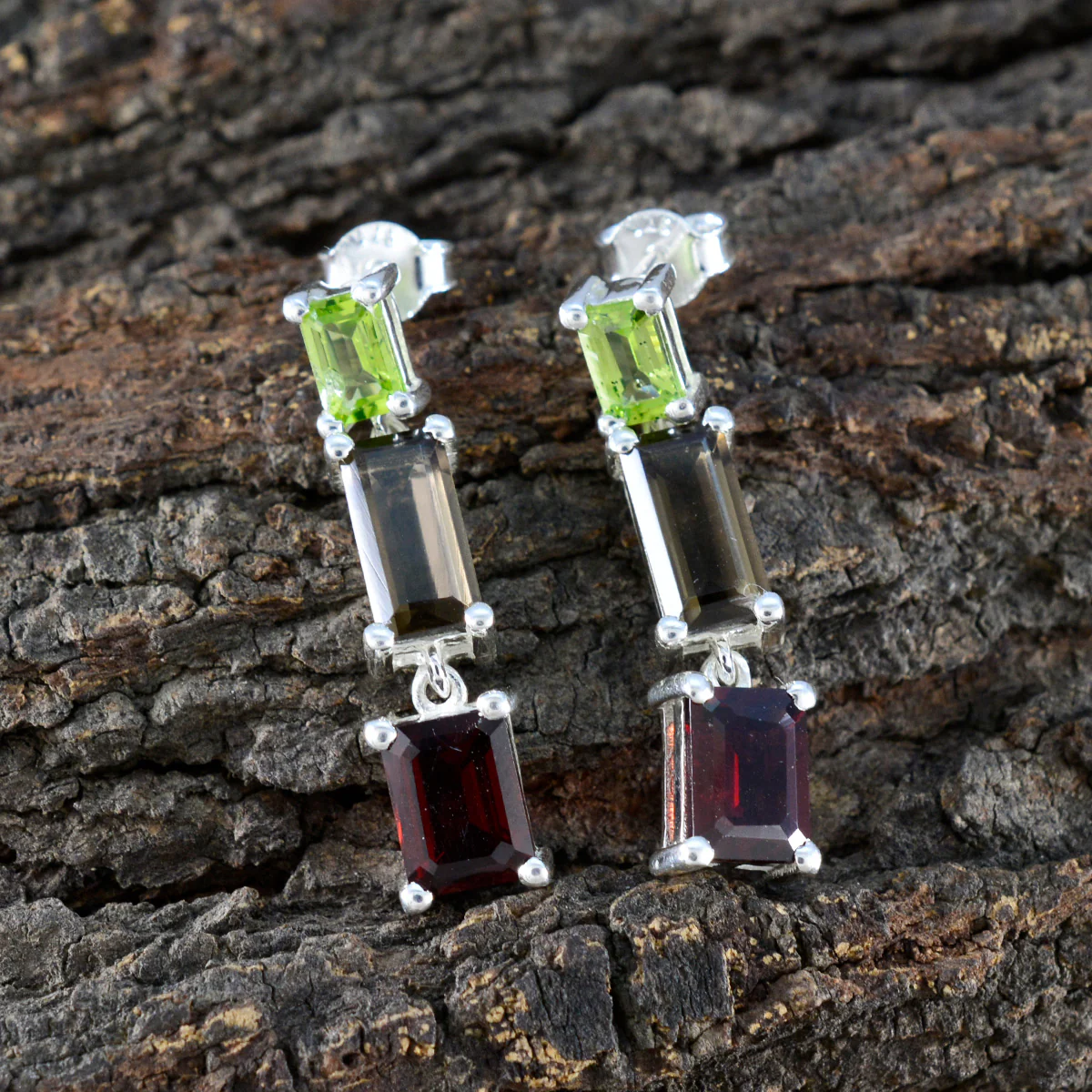 Multi Spanish Mila multiple Stud multicolor 925 Sterling Silver Earring - Image 3