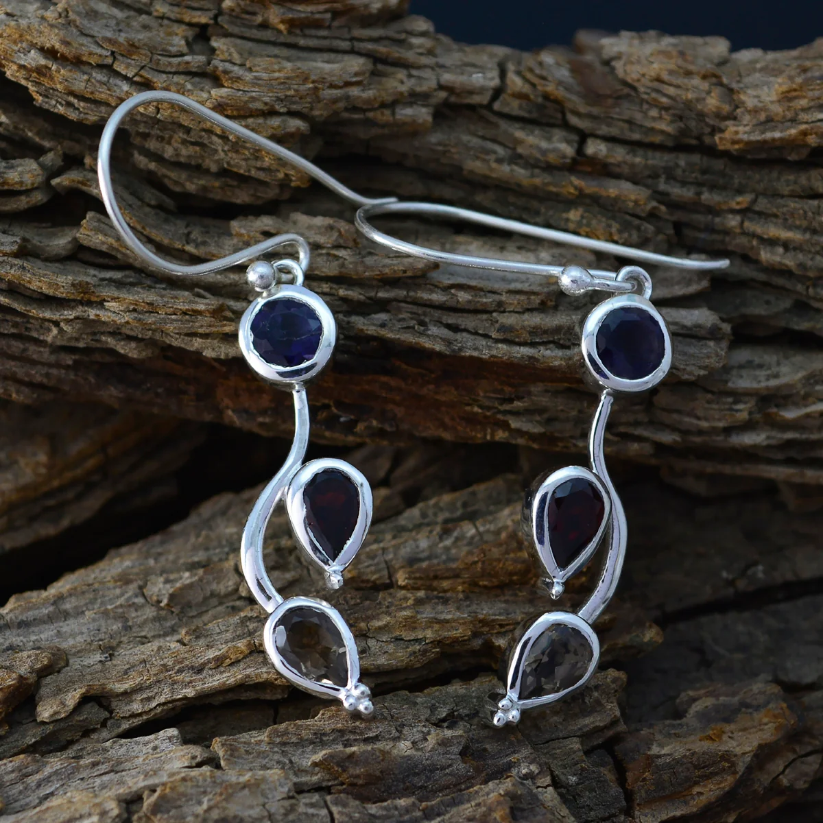 Multi Spanish Yasmin multiple Dangle multicolor 92.5 Silver Earring - Image 3