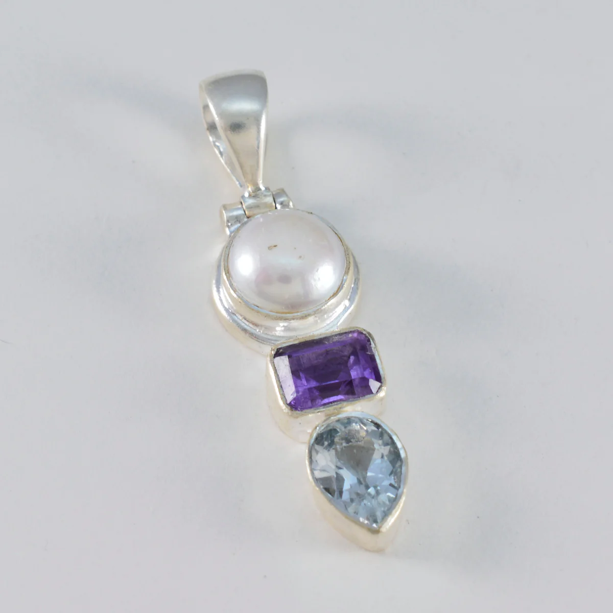 Multi Stone Classic American Sterling Silver Trilogy Isabel Feminine multicolor Pendant Jewellery - Image 2