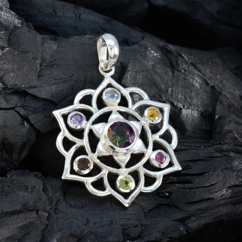 Multi Stone Classic Latin American 925 Silver Hepta Zoe Rope-Wire multicolor Pendant Jewelry - Image 4