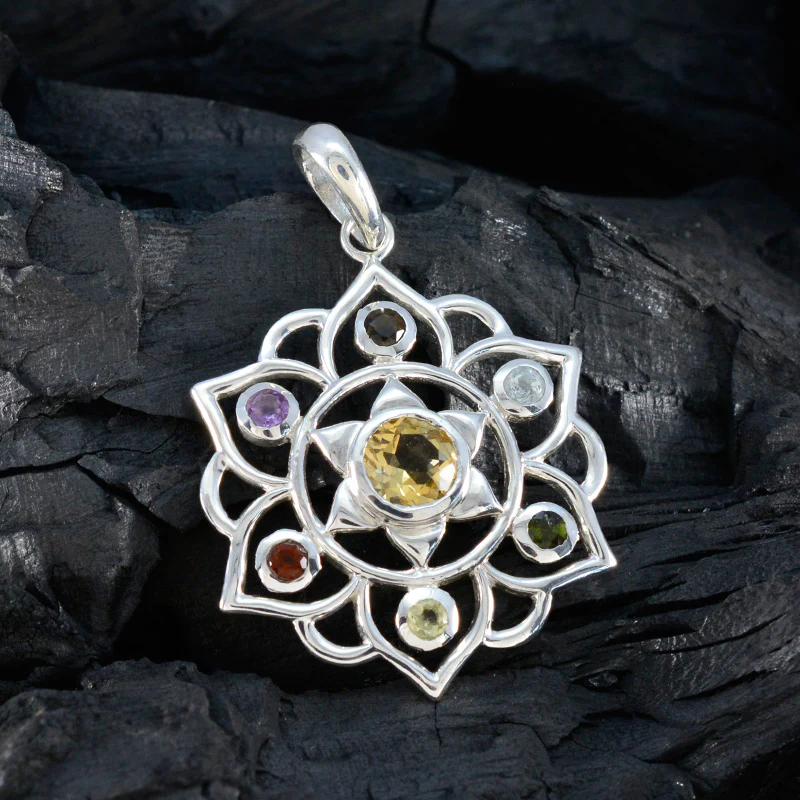 Multi Stone Classic Turkish 925 Silver Hepta Maya Rope-Wire multicolor Pendant Jewelry - Image 4