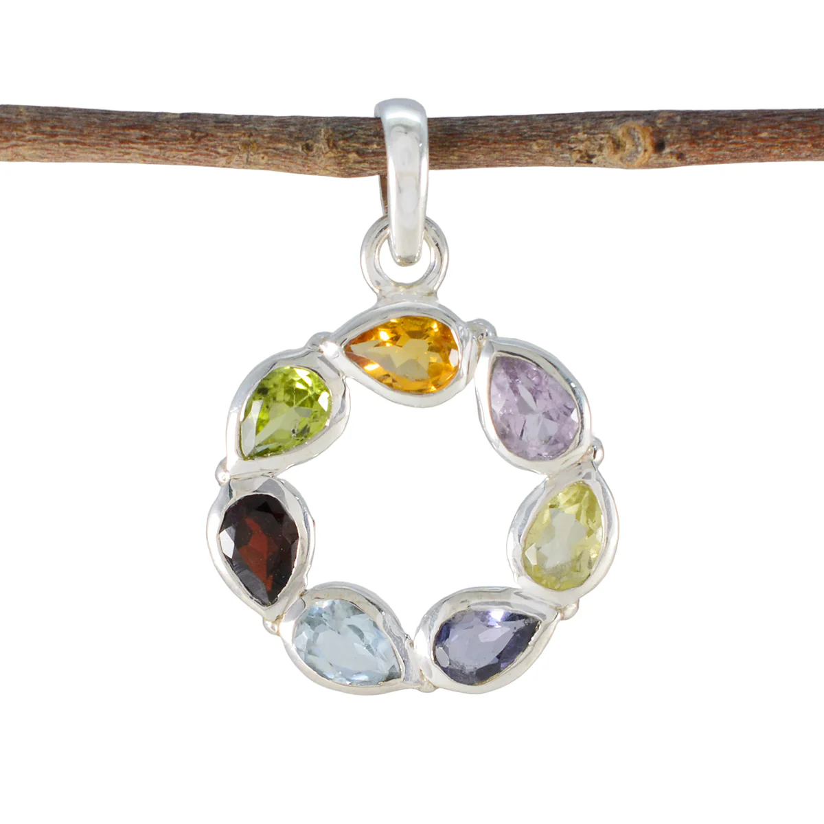 Multi Stone Dainty American Silver Hepta Katharina Feminine multicolor Pendant Jewelry