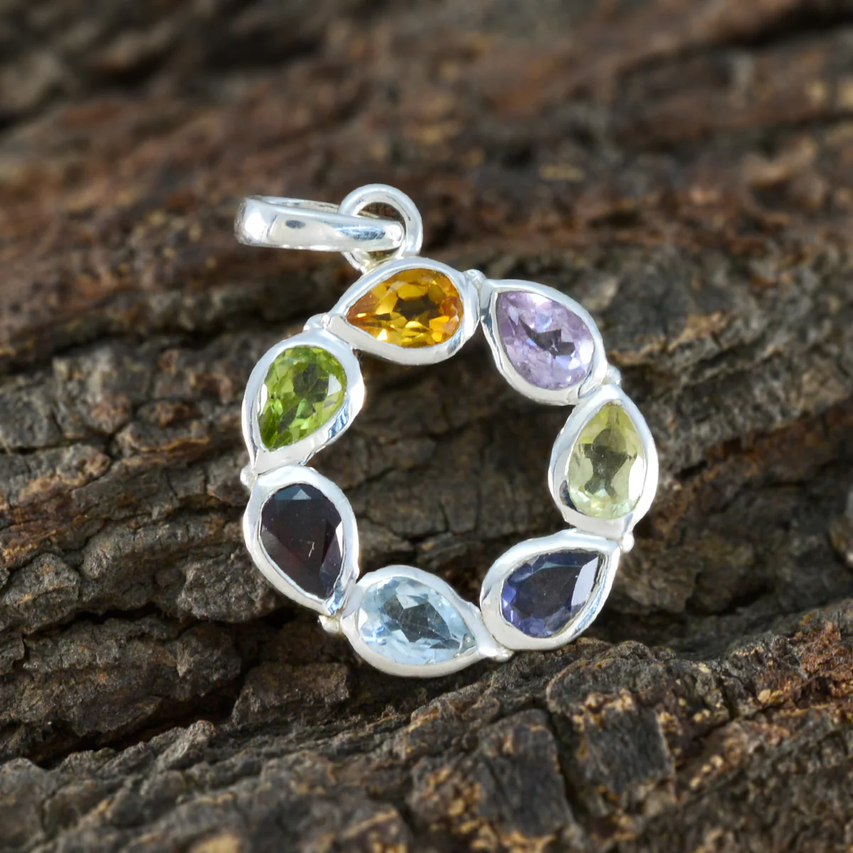 Multi Stone Dainty American Silver Hepta Katharina Feminine multicolor Pendant Jewelry - Image 3