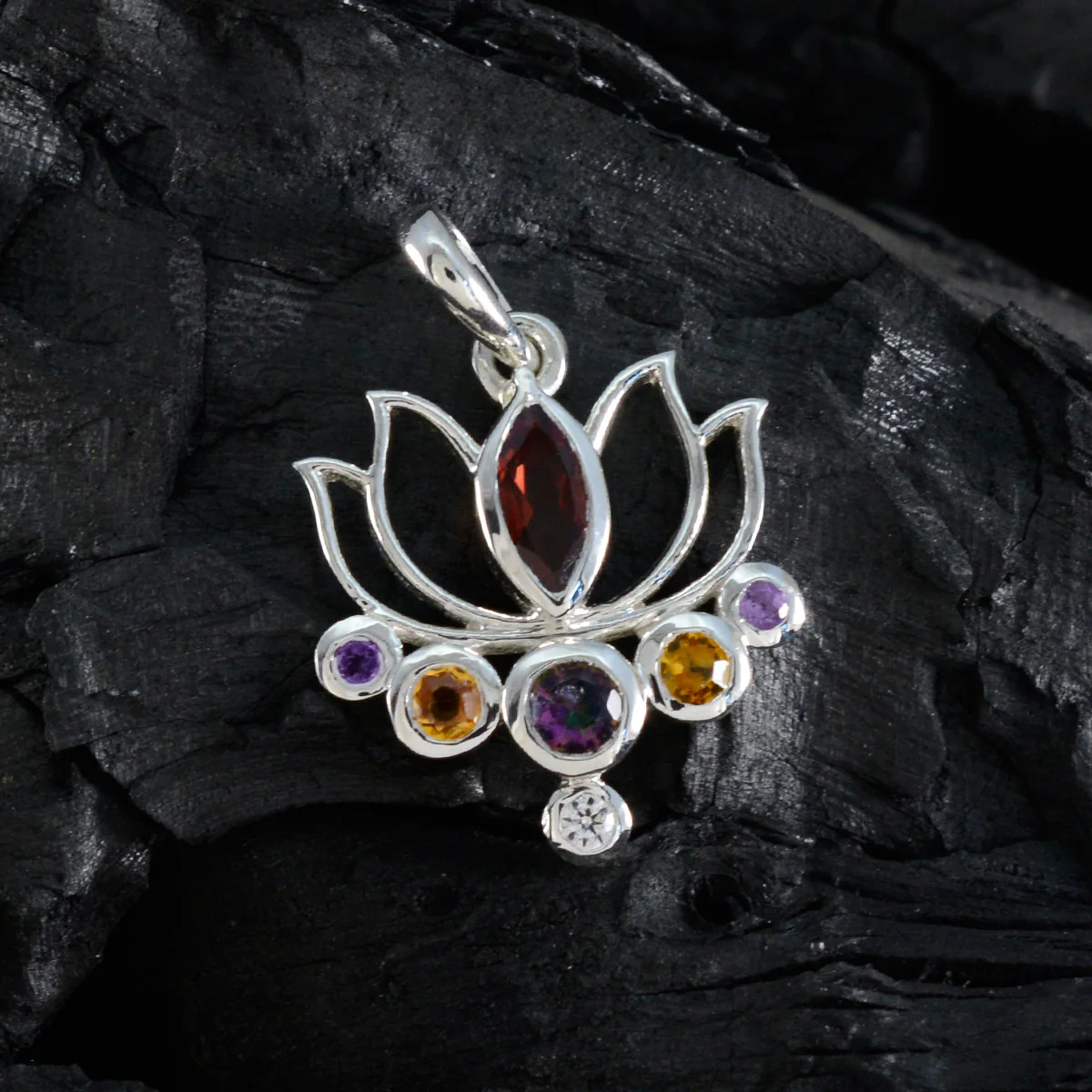 Multi Stone Dainty American Silver Hepta Luisa Rope-Wire multicolor Pendant Jewelry - Image 3