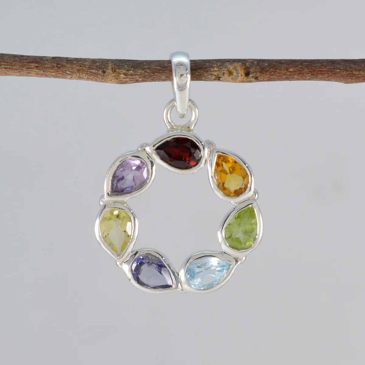 Multi Stone Dainty American Sterling Silver Hepta Isabella Trendy multicolor Pendant Jewellery - Image 2