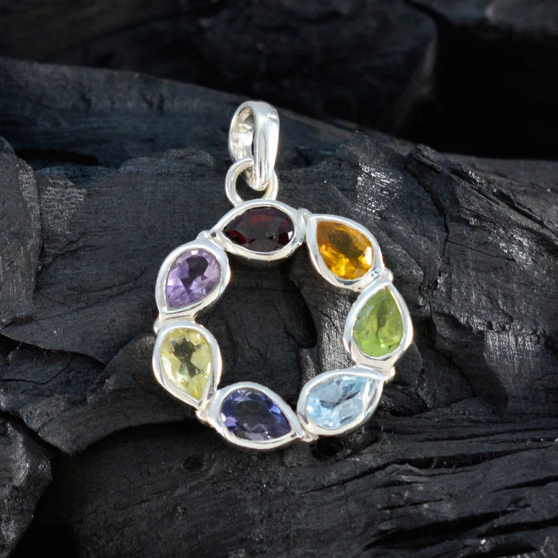Multi Stone Dainty American Sterling Silver Hepta Isabella Trendy multicolor Pendant Jewellery - Image 4