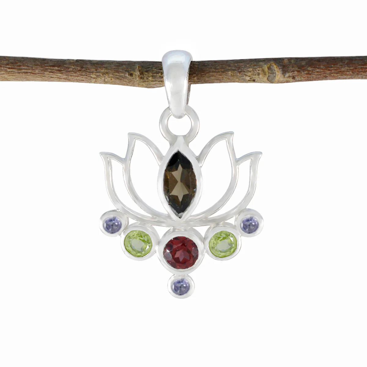 Multi Stone Dainty Egyptian 925 Silver Hepta Lourdes Rope-Wire multicolor Pendant Jewelry