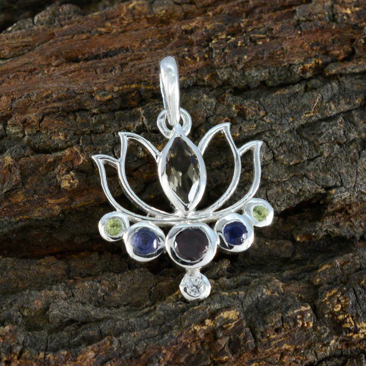 Multi Stone Dainty Egyptian 925 Silver Hepta Natalia Rope-Wire multicolor Pendant Jewelry - Image 2
