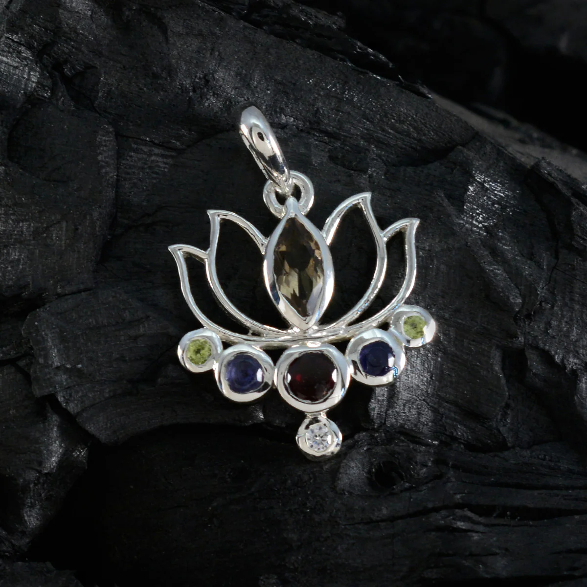 Multi Stone Dainty Egyptian 925 Silver Hepta Natalia Rope-Wire multicolor Pendant Jewelry - Image 3