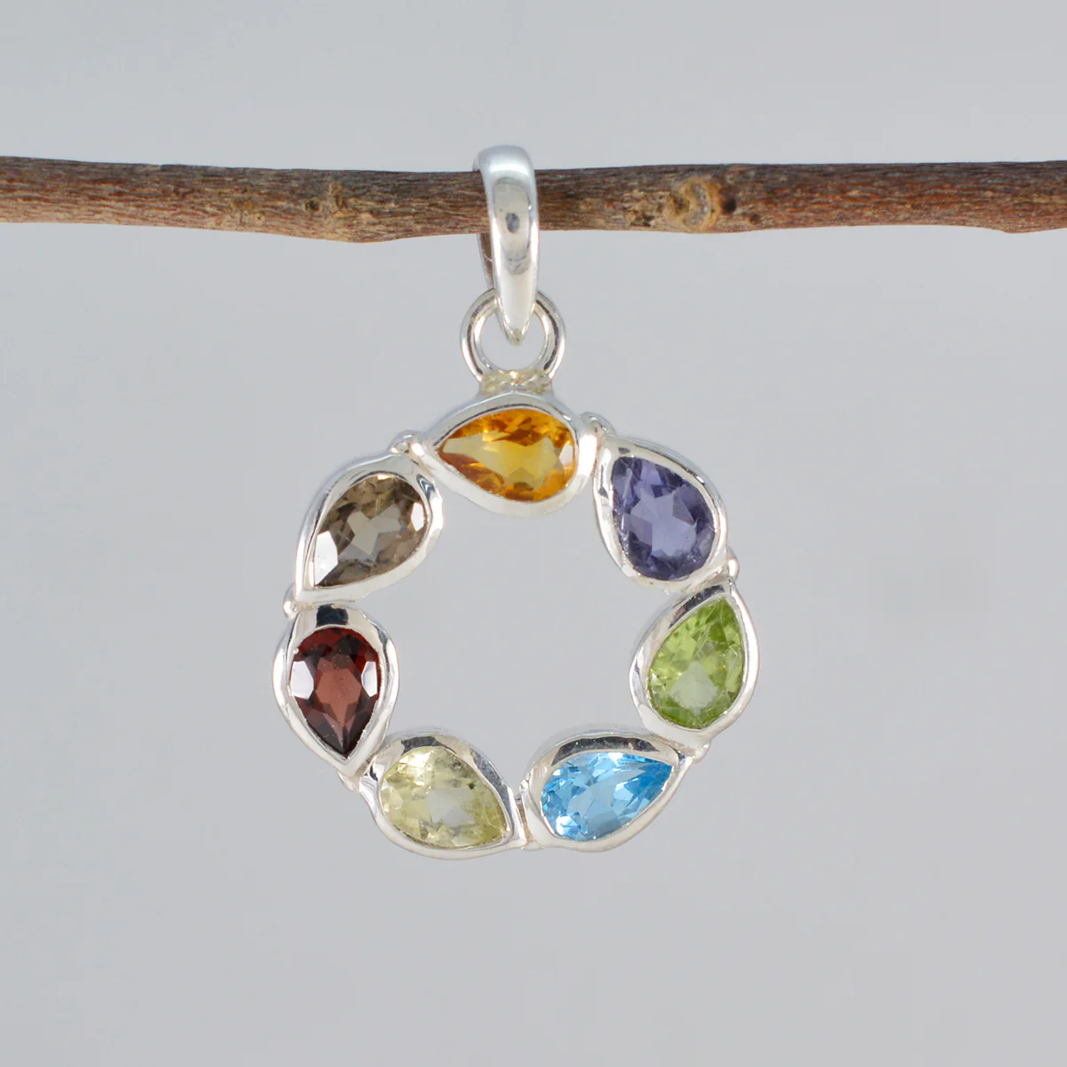 Multi Stone Dainty Latin American 92.5 Silver Hepta Isla Engagement multicolor Pendant Jewellery - Image 2