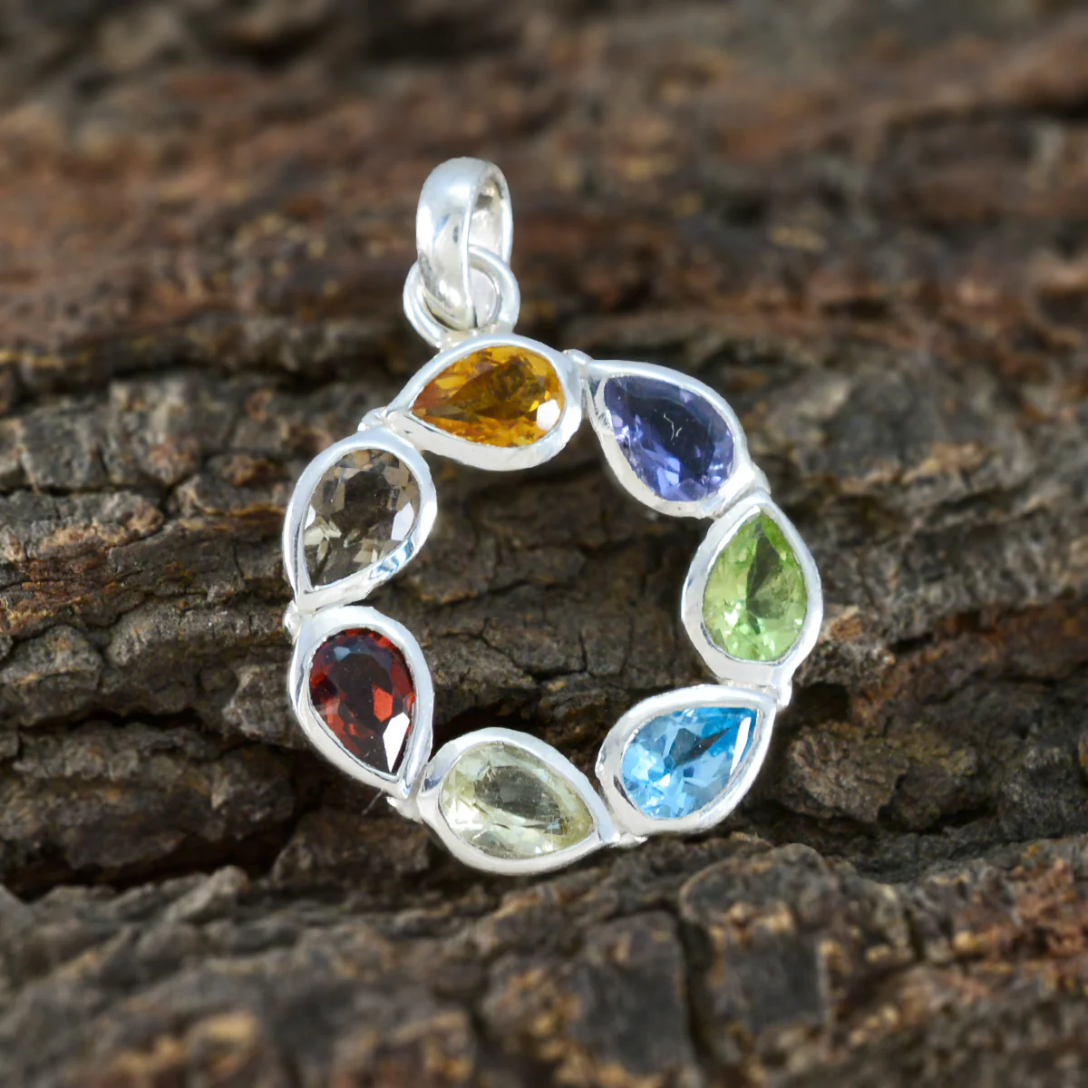 Multi Stone Dainty Latin American 92.5 Silver Hepta Isla Engagement multicolor Pendant Jewellery - Image 3