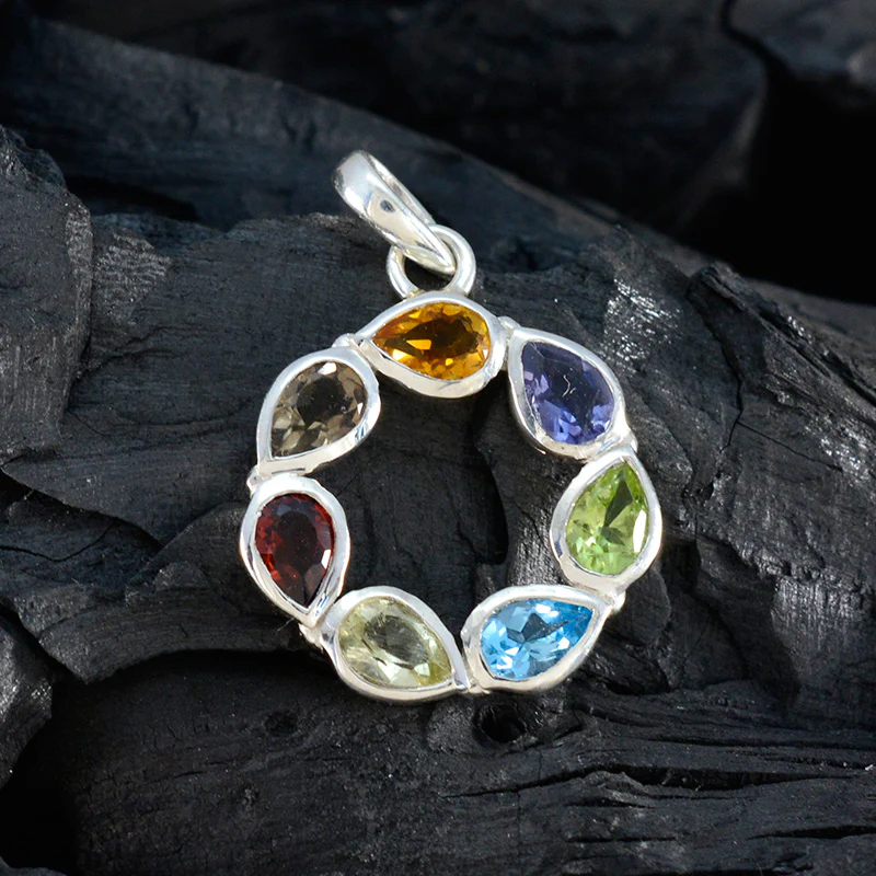 Multi Stone Dainty Latin American 92.5 Silver Hepta Isla Engagement multicolor Pendant Jewellery - Image 4