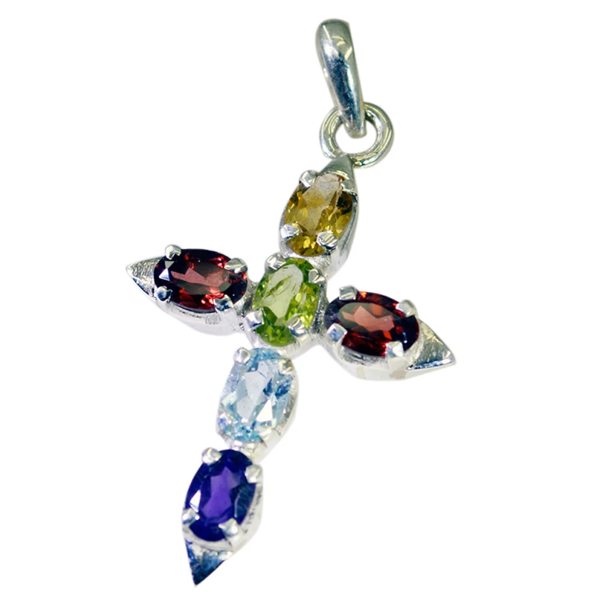 Multi Stone Dainty Latin American 92.5 Silver multiple Laura Luxurious multicolor Pendant Jewellery