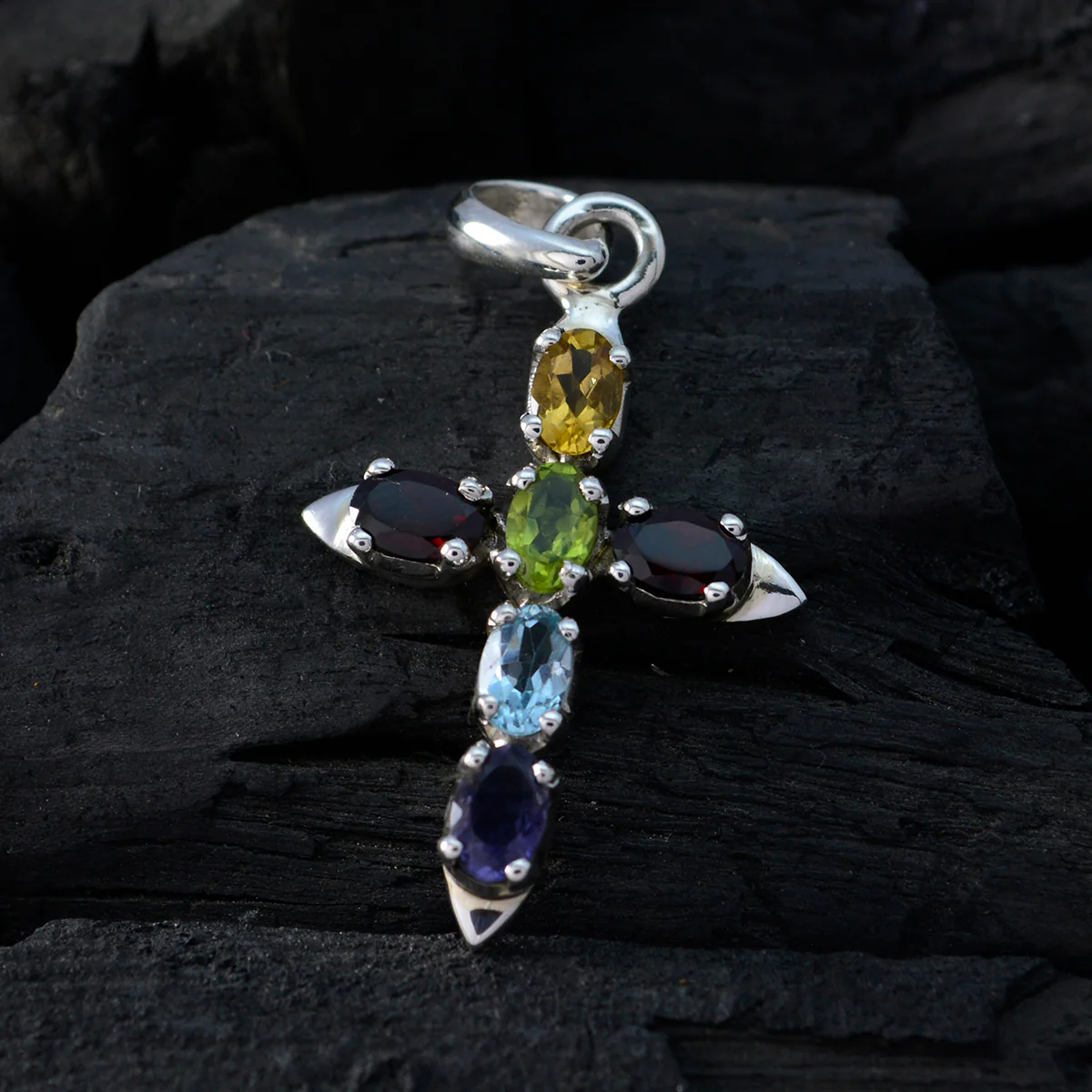 Multi Stone Dainty Latin American 92.5 Silver multiple Laura Luxurious multicolor Pendant Jewellery - Image 2