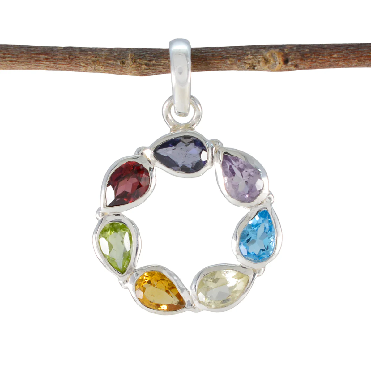 Multi Stone Dainty Latin American 925 Silver Hepta Laura Fairytale multicolor Pendant Jewelry