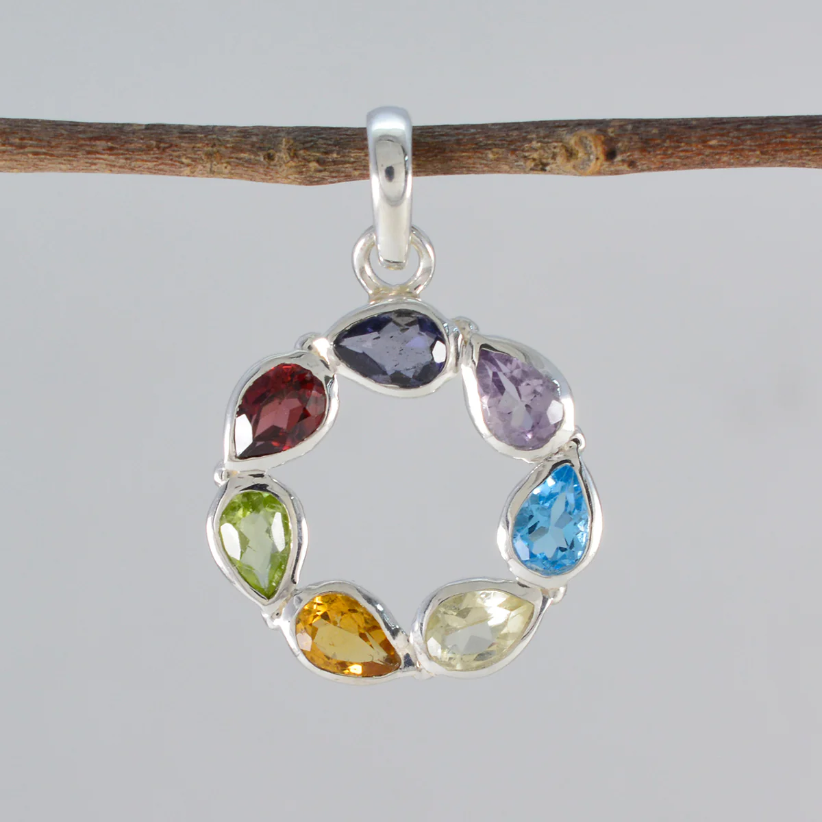 Multi Stone Dainty Latin American 925 Silver Hepta Laura Fairytale multicolor Pendant Jewelry - Image 2