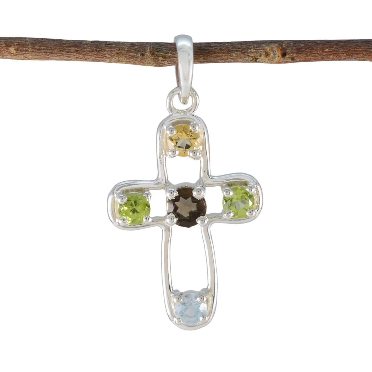 Multi Stone Dainty Latin American 925 Silver quarter Autumn Glamorous multicolor Pendant Jewelry