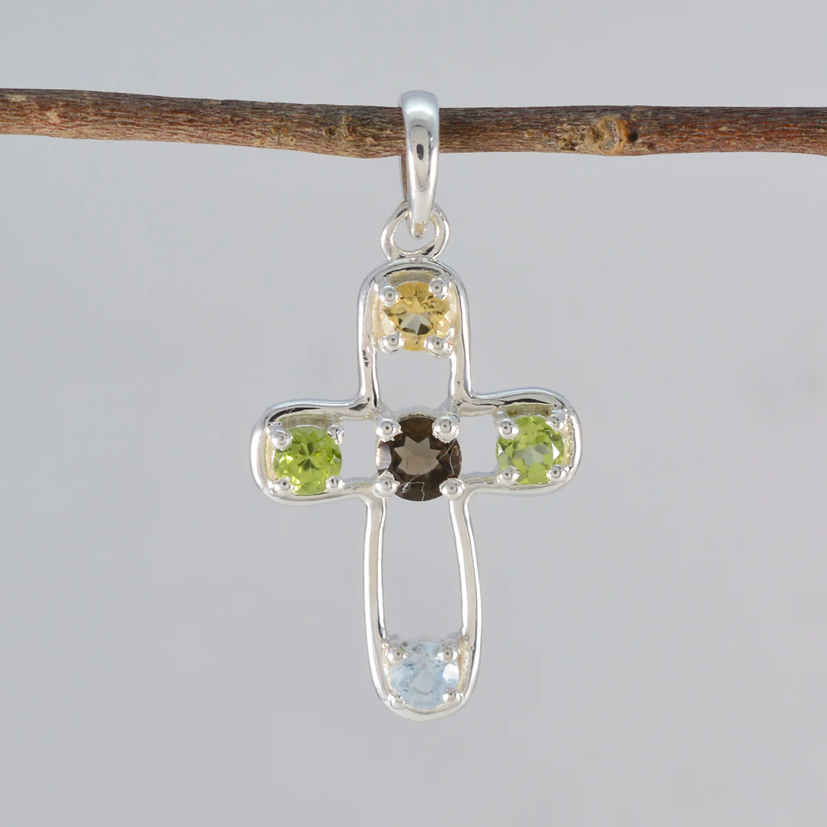 Multi Stone Dainty Latin American 925 Silver quarter Autumn Glamorous multicolor Pendant Jewelry - Image 2