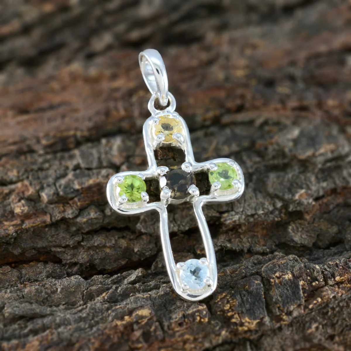 Multi Stone Dainty Latin American 925 Silver quarter Autumn Glamorous multicolor Pendant Jewelry - Image 3