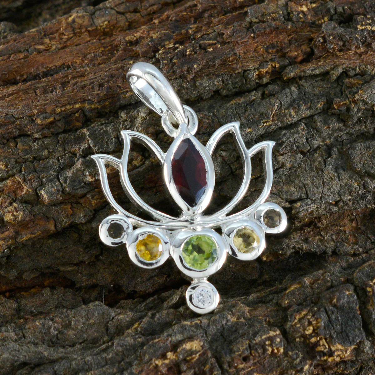 Multi Stone Dainty Latin American Silver Hepta Aisha Rope-Wire multicolor Pendant Jewelry - Image 2