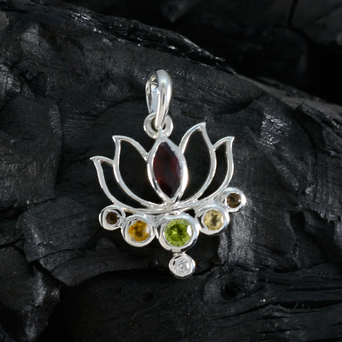 Multi Stone Dainty Latin American Silver Hepta Aisha Rope-Wire multicolor Pendant Jewelry - Image 3