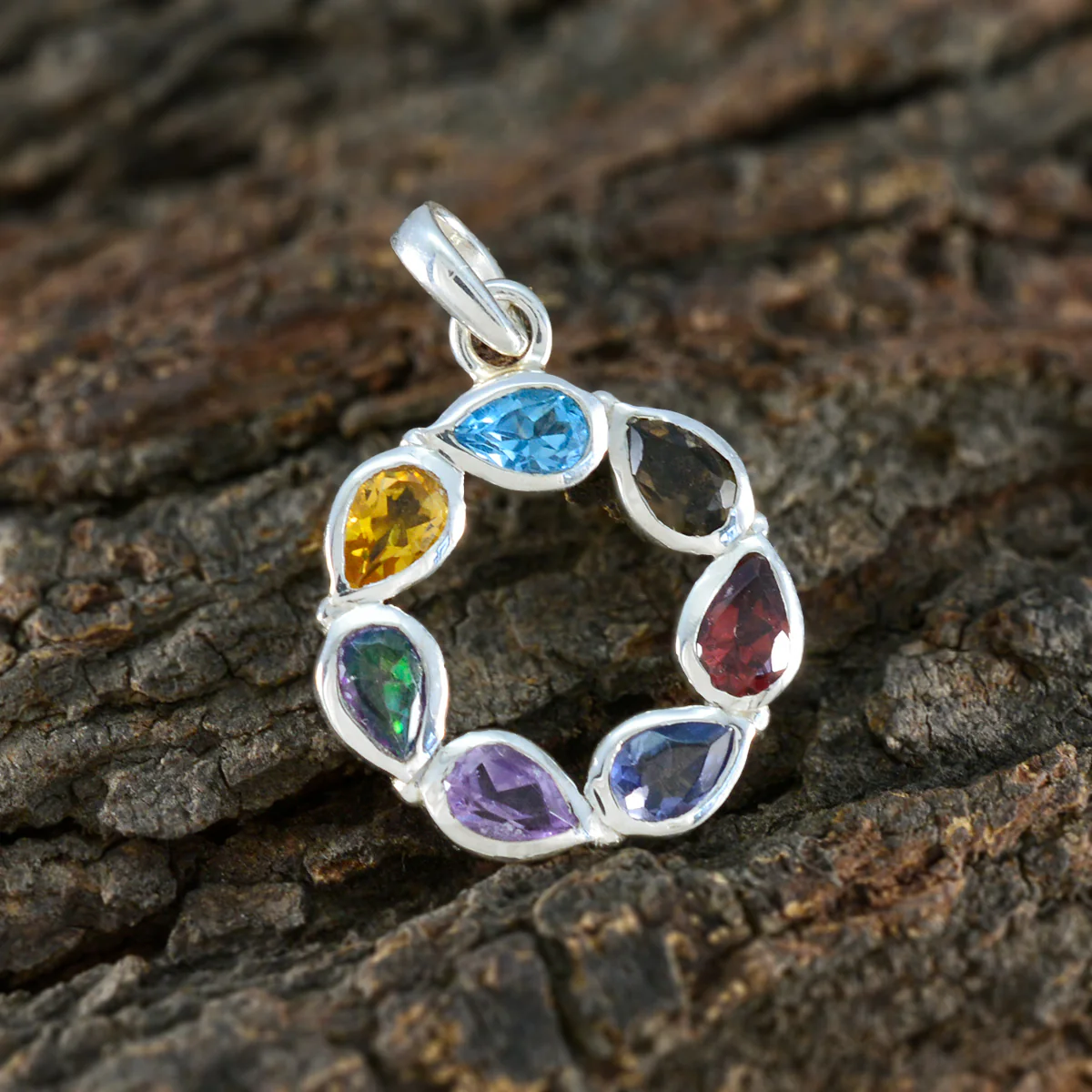 Multi Stone Dainty Mexican 925 Silver Hepta Isabelle Love multicolor Pendant Jewelry - Image 3
