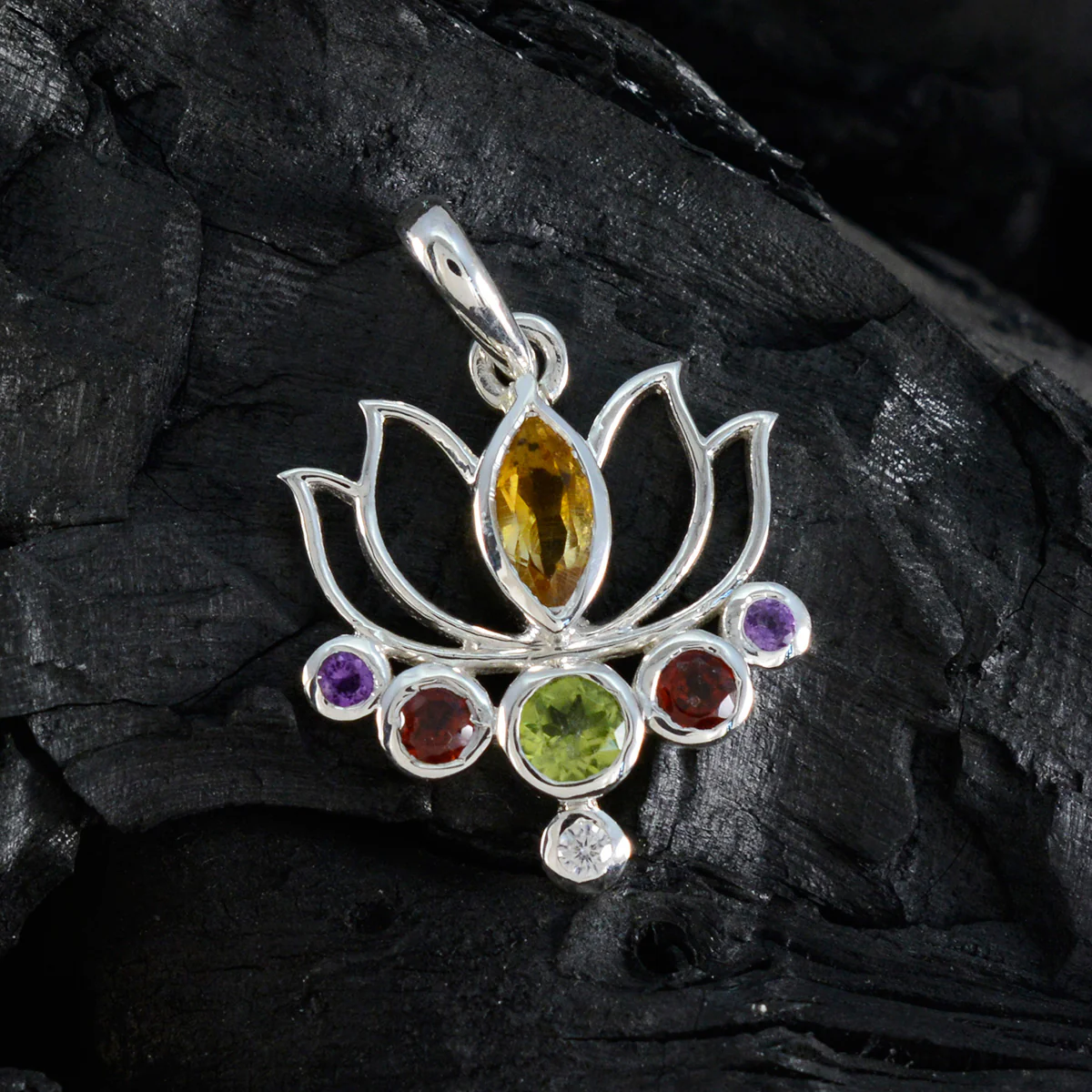 Multi Stone Dainty Mexican Silver Hepta Sofía Rope-Wire multicolor Pendant Jewelry - Image 3