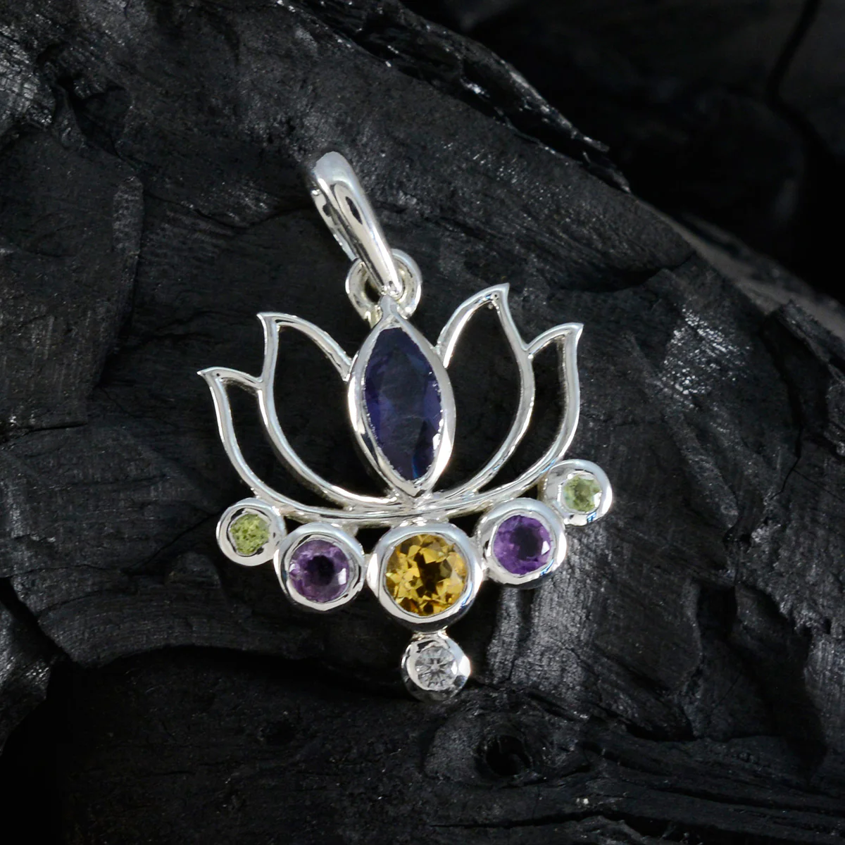 Multi Stone Dainty Moroccan 92.5 Silver Hepta Victoria Rope-Wire multicolor Pendant Jewellery - Image 3