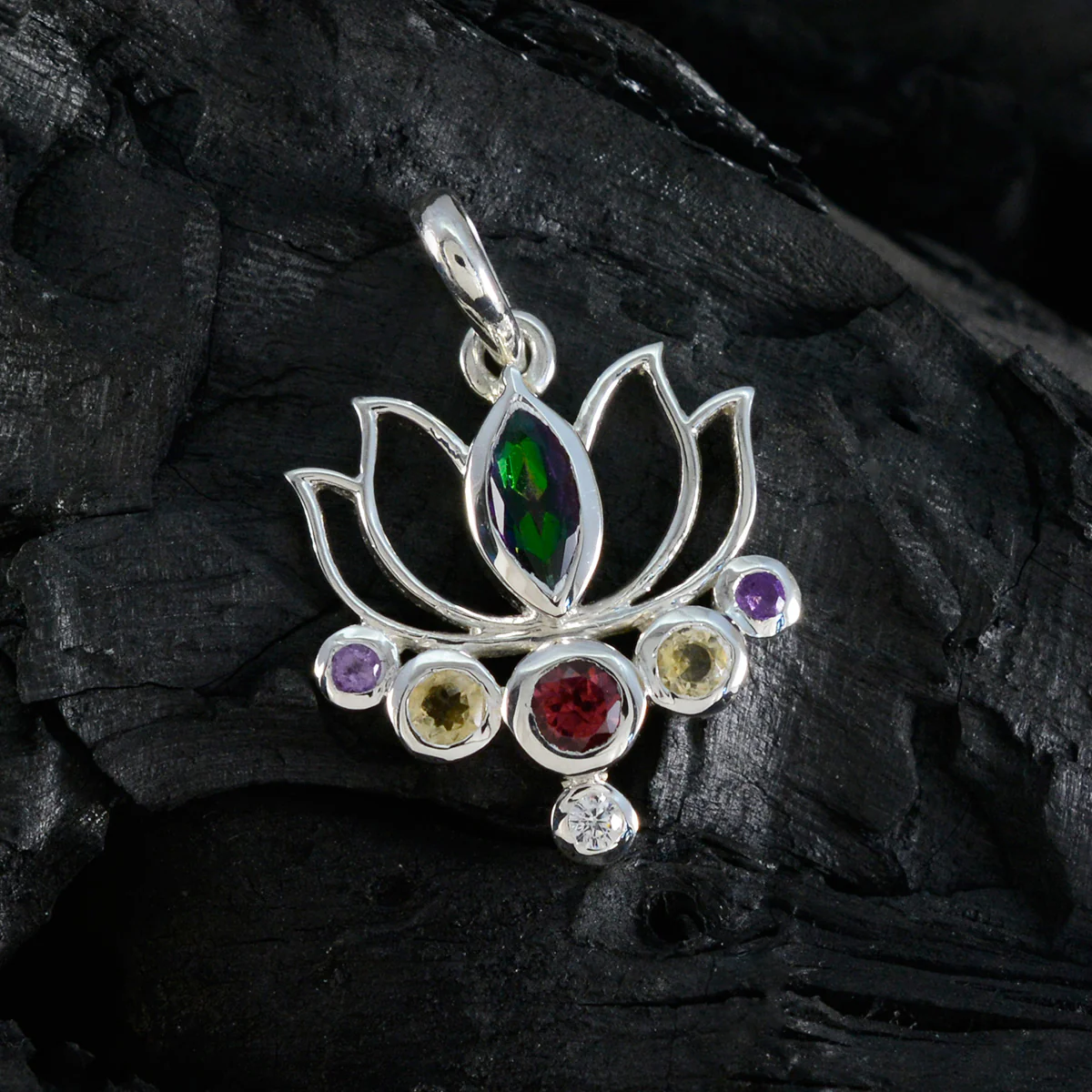 Multi Stone Dainty Moroccan Silver Hepta Rebeca Rope-Wire multicolor Pendant Jewelry - Image 3