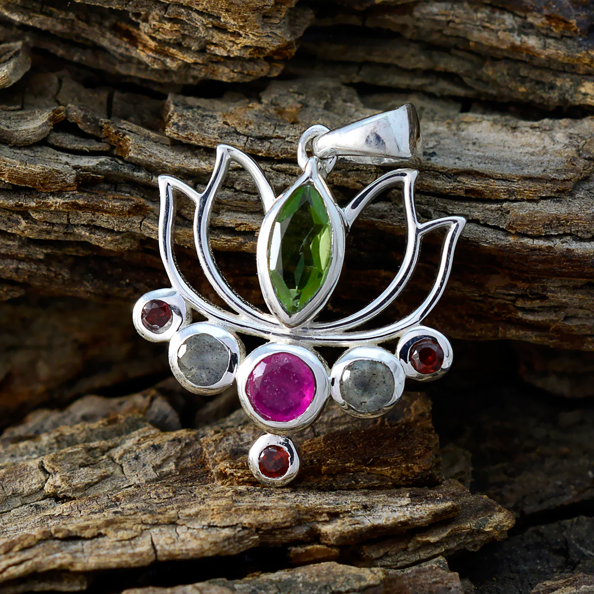 Multi Stone Dainty Turkish 925 Silver Hepta Rosa Rope-Wire multicolor Pendant Jewelry - Image 2