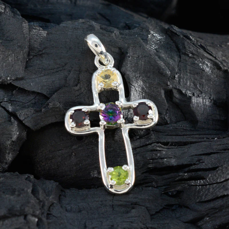 Multi Stone Dainty Turkish 925 Silver quarter Camila Cocktail multicolor Pendant Jewelry - Image 4