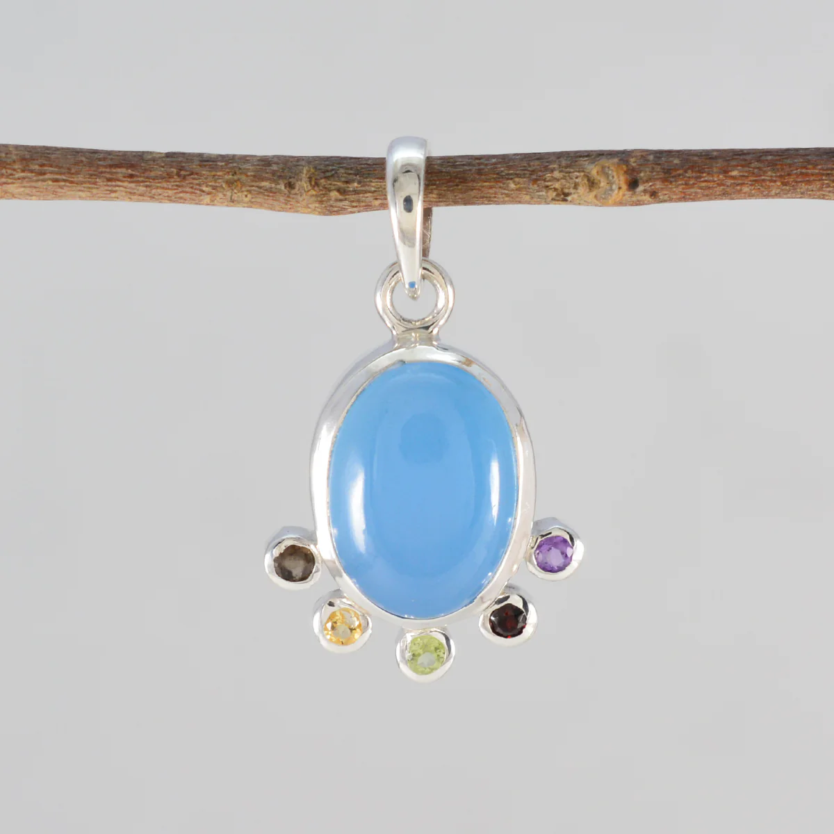 Multi Stone Delicate American 925 Silver Hexa Evelyn Graceful multicolor Pendant Jewelry - Image 2