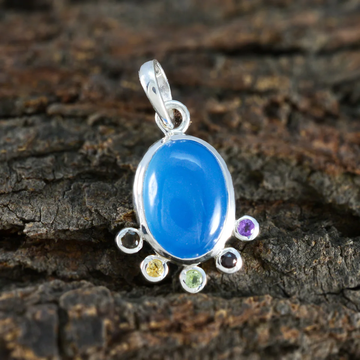Multi Stone Delicate American 925 Silver Hexa Evelyn Graceful multicolor Pendant Jewelry - Image 3