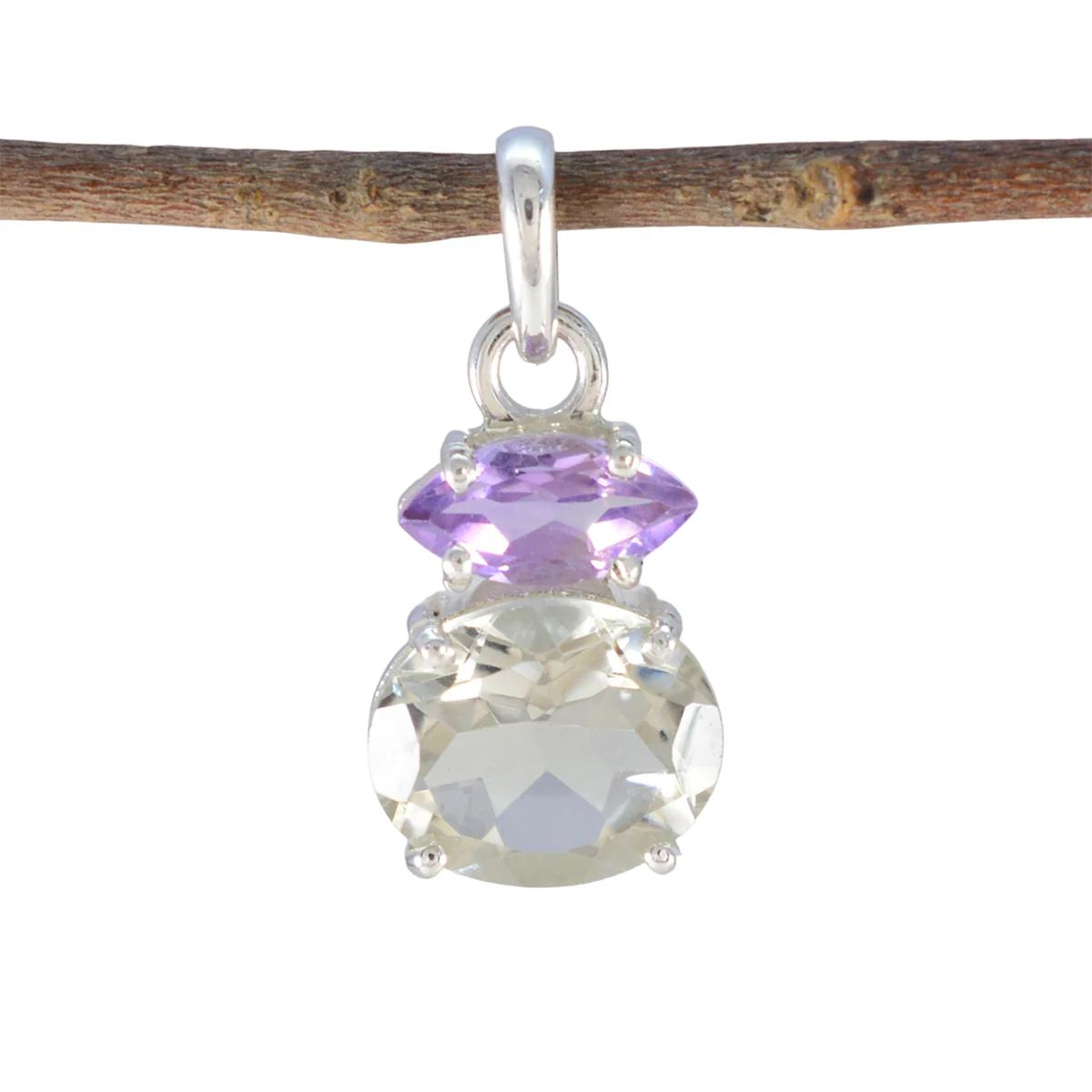 Multi Stone Delicate American 925 Silver Toi et Moi Yasmin Abstract multicolor Pendant Jewelry