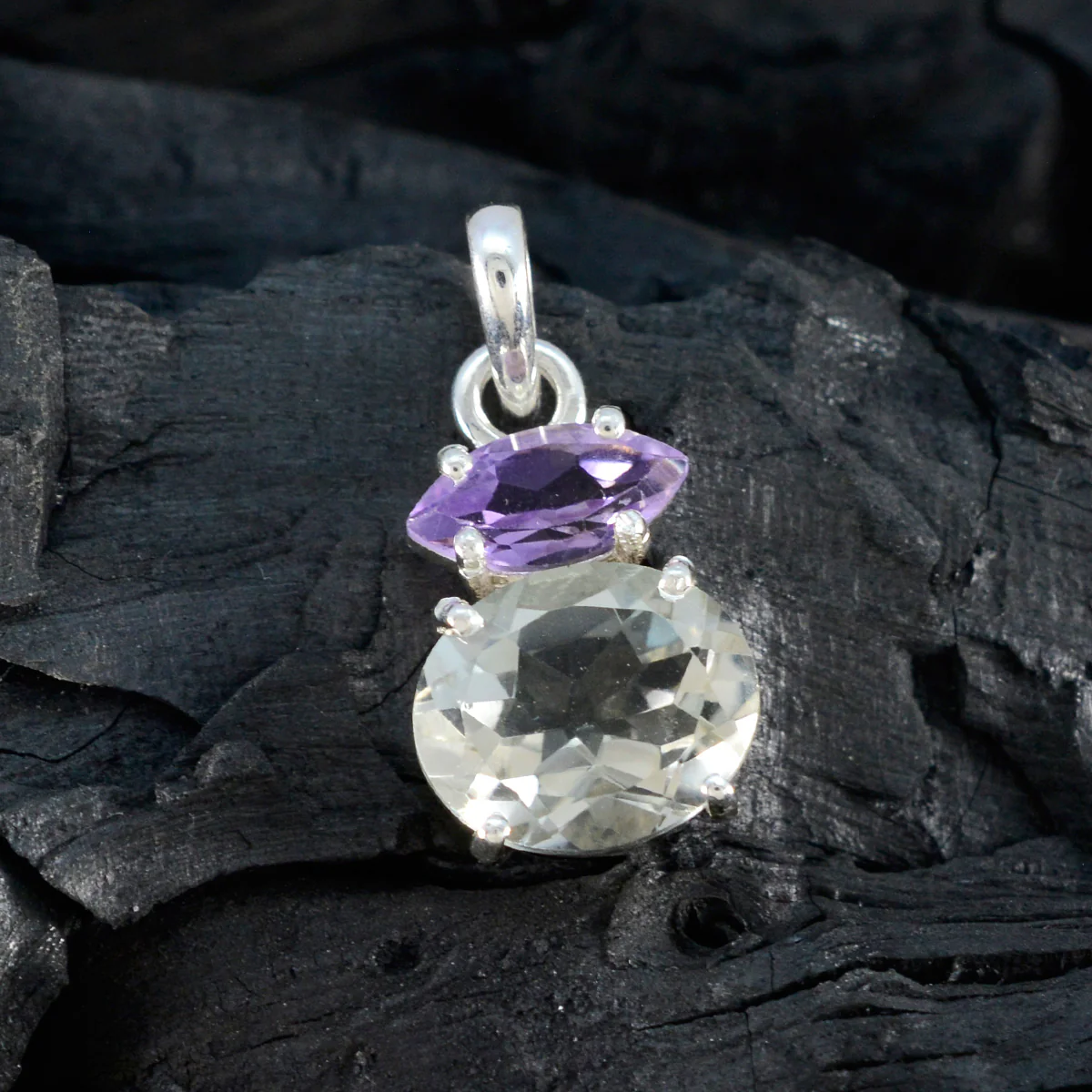 Multi Stone Delicate American 925 Silver Toi et Moi Yasmin Abstract multicolor Pendant Jewelry - Image 4