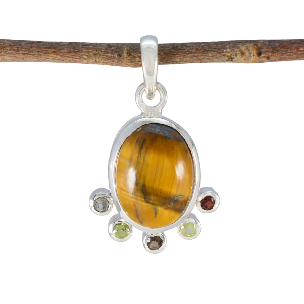 Multi Stone Delicate American Sterling Silver Hexa Hannah Cocktail multicolor Pendant Jewellery