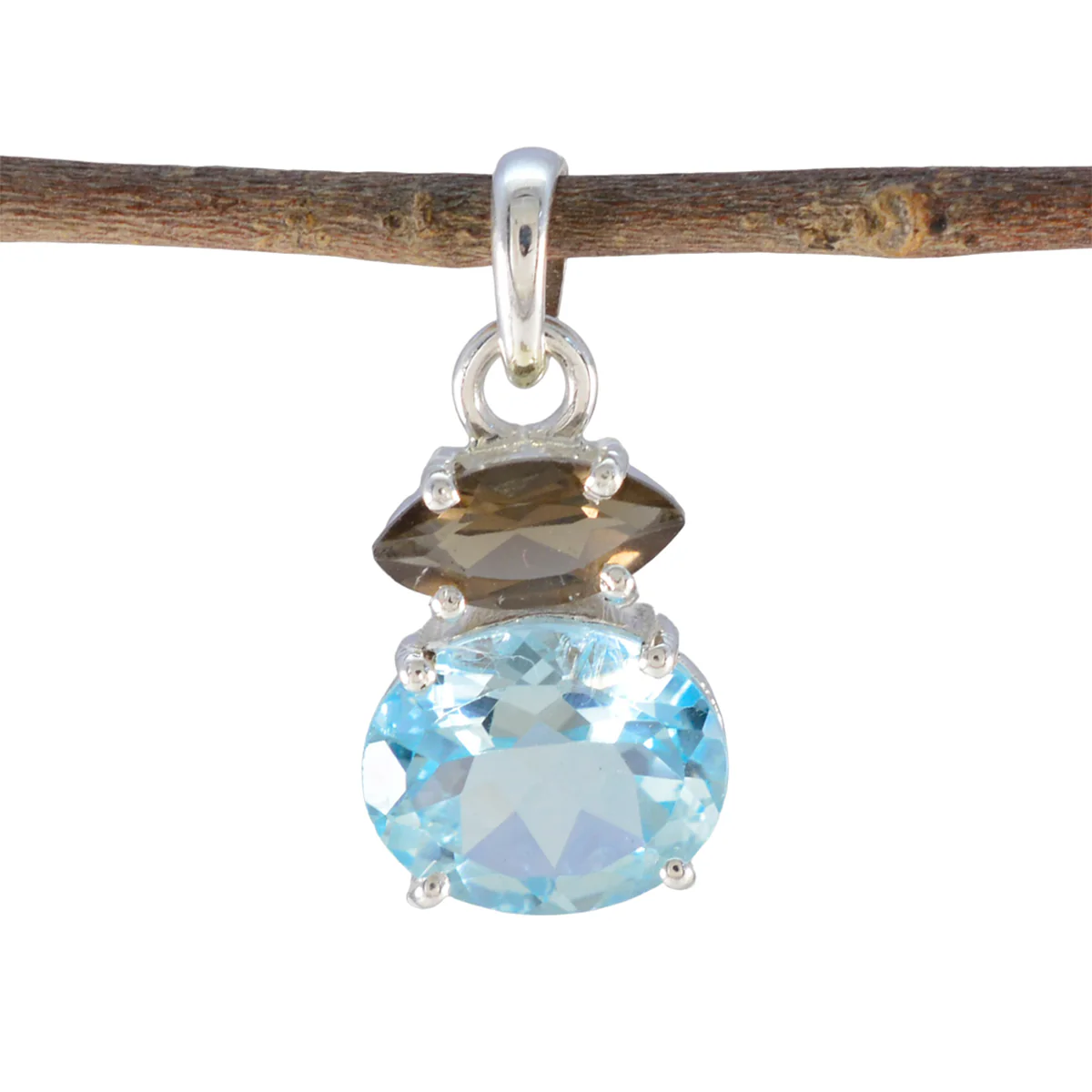 Multi Stone Delicate Egyptian 92.5 Silver Toi et Moi Yasmine propsel multicolor Pendant Jewellery