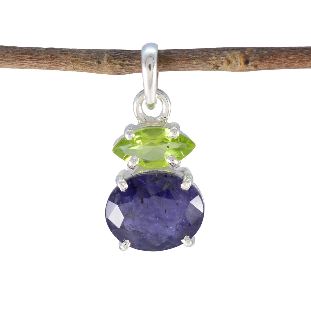 Multi Stone Delicate Egyptian Silver Toi et Moi Zoe Modern multicolor Pendant Jewelry