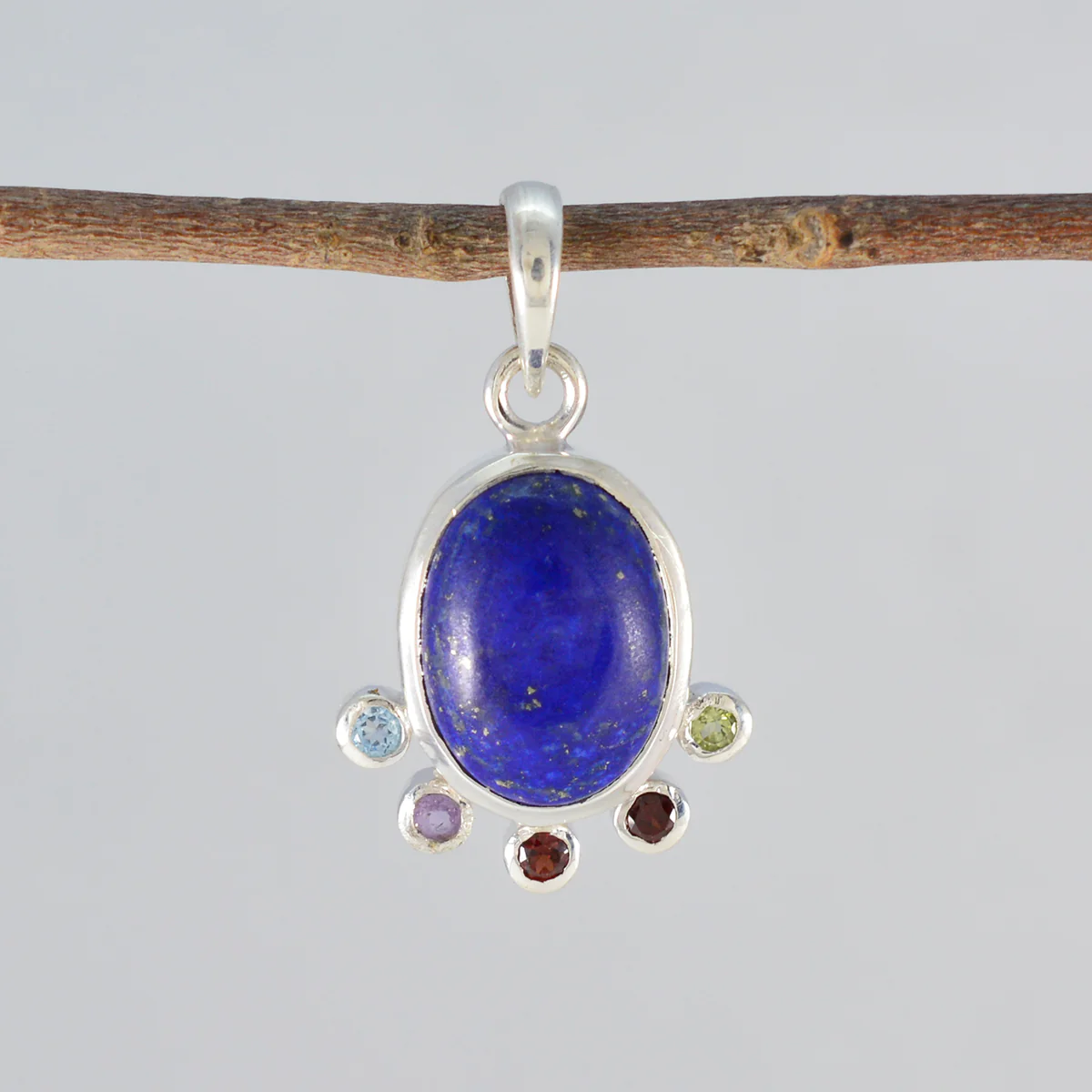 Multi Stone Delicate Latin American Sterling Silver Hexa Ellie wedding multicolor Pendant Jewellery - Image 2