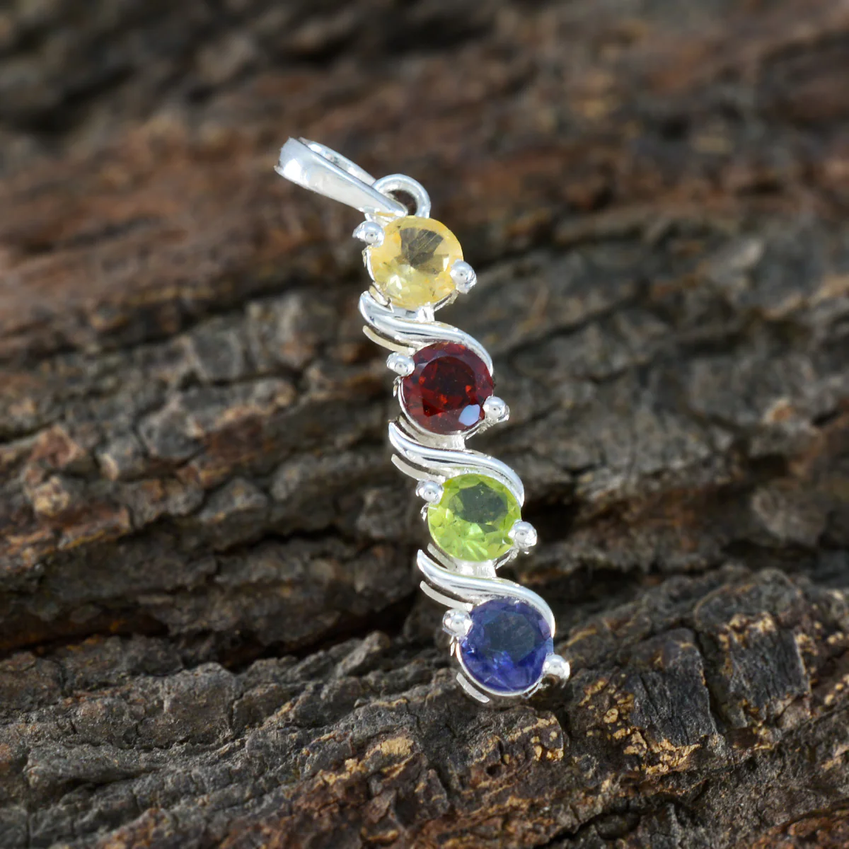 Multi Stone Delicate Latin American Sterling Silver quarter Yasmine Glamorous multicolor Pendant Jewellery - Image 3