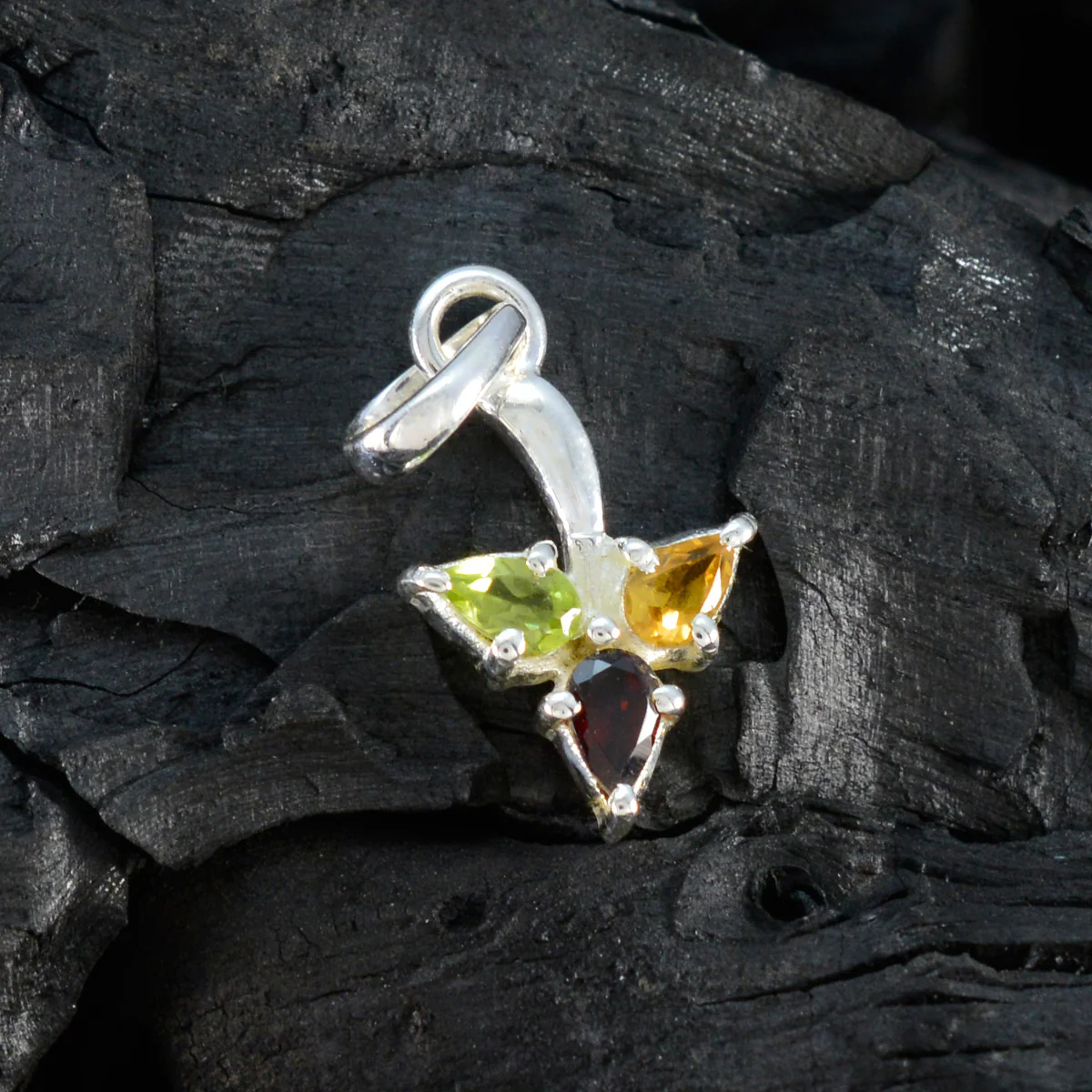 Multi Stone Delicate Latin American Sterling Silver Trilogy Claire Modern multicolor Pendant Jewellery - Image 2