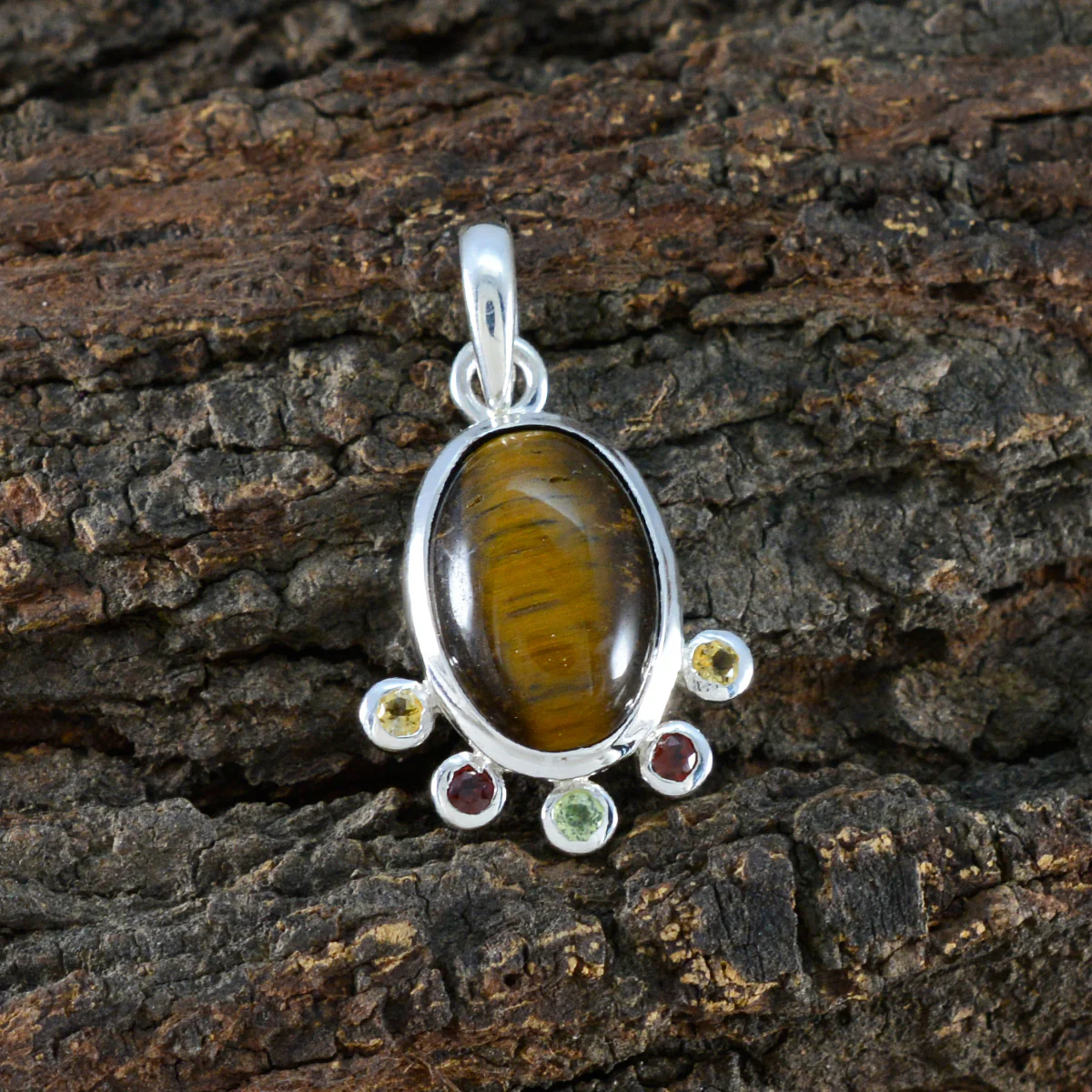 Multi Stone Delicate Mexican Silver Hexa Ella Engagement multicolor Pendant Jewelry - Image 3
