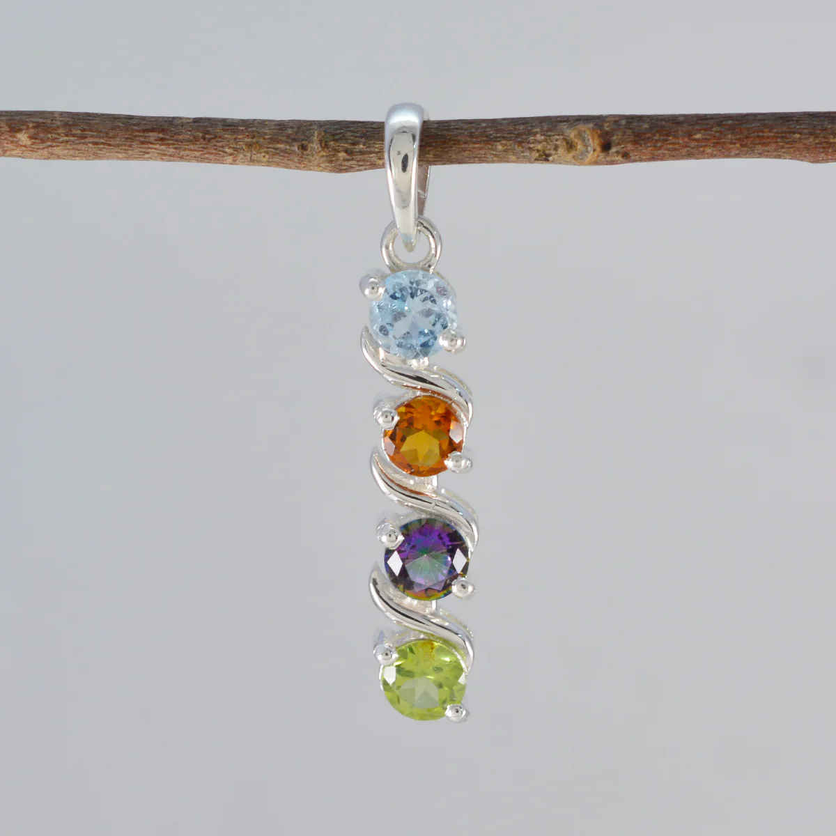 Multi Stone Delicate Russian 92.5 Silver quarter Violet valentine multicolor Pendant Jewellery - Image 2