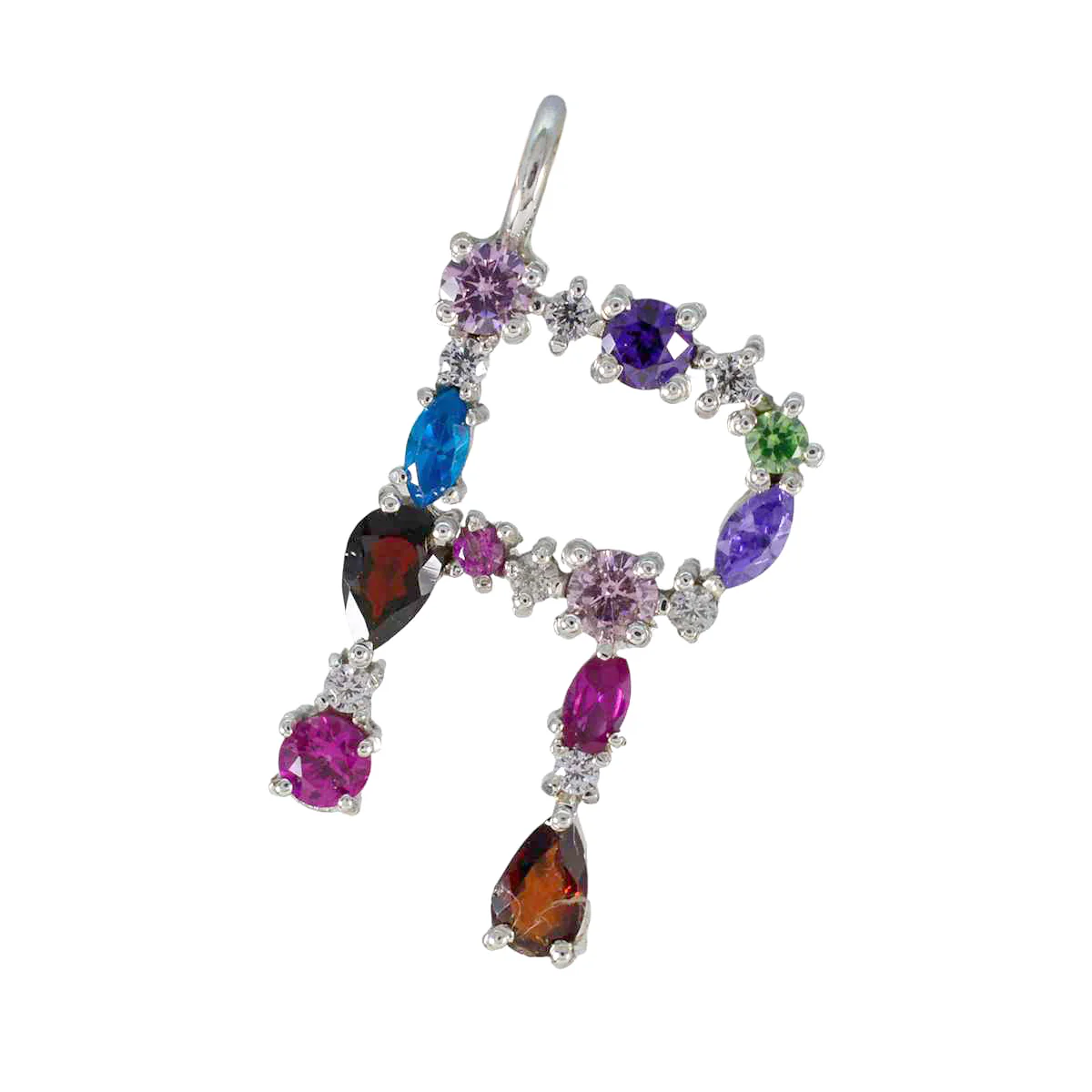 Multi Stone Elegant Indian Sterling Silver multiple Nisa Feminine multicolor Pendant Jewellery