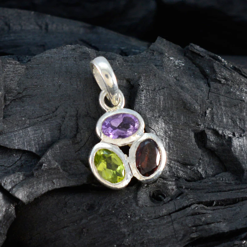 Multi Stone Elegant Japanese 925 Silver Trilogy Li Lee Signet multicolor Pendant Jewelry - Image 4
