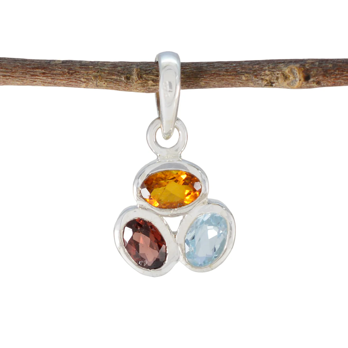 Multi Stone Elegant Japanese 925 Silver Trilogy Yan propsel multicolor Pendant Jewelry