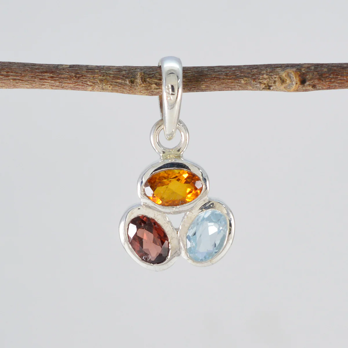 Multi Stone Elegant Japanese 925 Silver Trilogy Yan propsel multicolor Pendant Jewelry - Image 2
