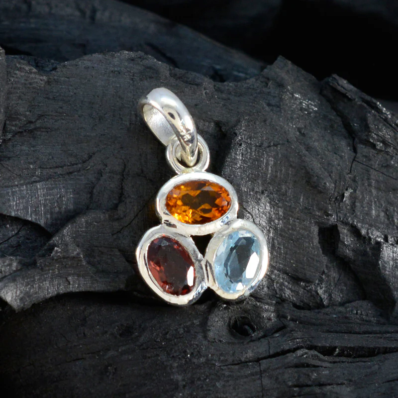 Multi Stone Elegant Japanese 925 Silver Trilogy Yan propsel multicolor Pendant Jewelry - Image 4