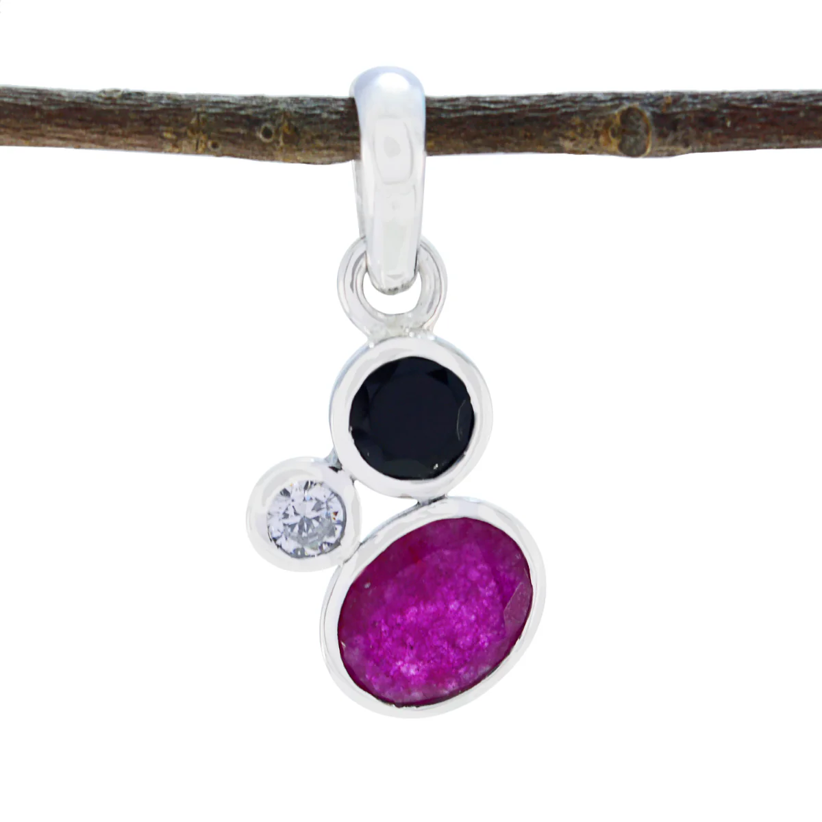 Multi Stone Elegant Japanese Sterling Silver Trilogy Ayaka Glamorous multicolor Pendant Jewellery