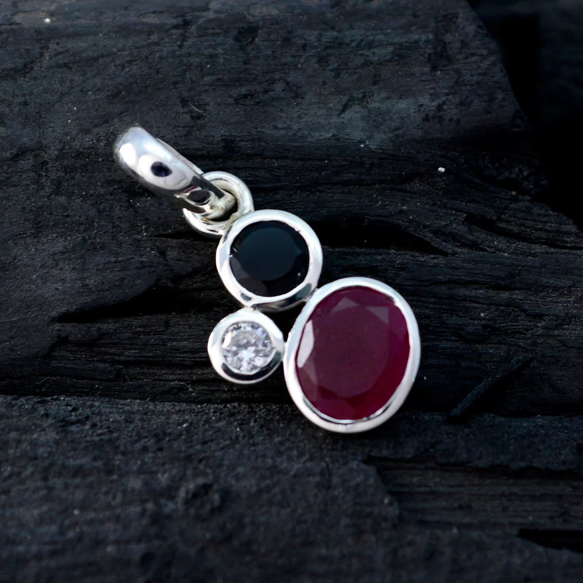 Multi Stone Elegant Japanese Sterling Silver Trilogy Ayaka Glamorous multicolor Pendant Jewellery - Image 3
